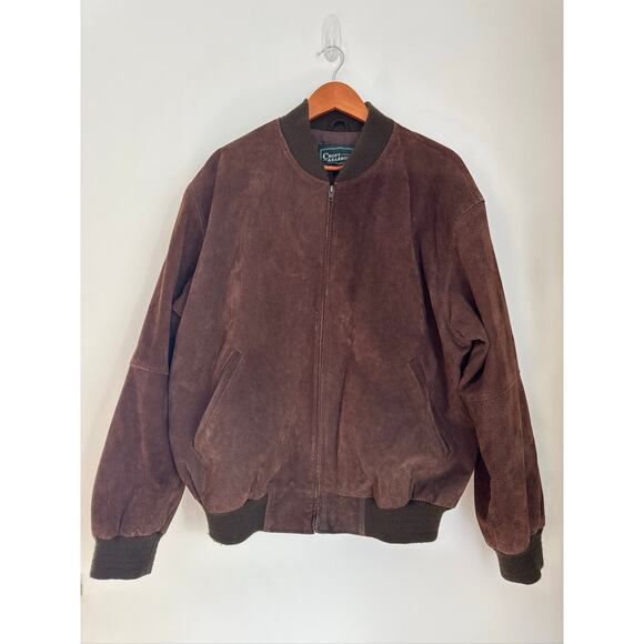Croft & Barrow Vintage Suede Leather Bomber Jacket - Brown L - Picture 1 of 7